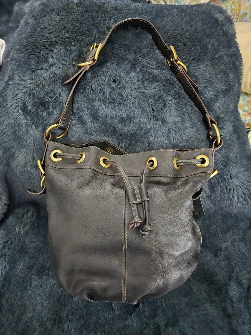Vintage Fossil Maddox Black Leather Crossbody & Satchel Bag
